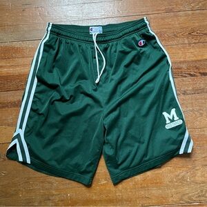 Champion | Green Mesh Basketball Shorts | Morrisville State College | Size XL